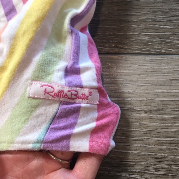 RuffleButts Pastel Rainbow Ruffle Shoulder Tie Front Top Baby Girl 12–18 Month - Picture 3 of 8